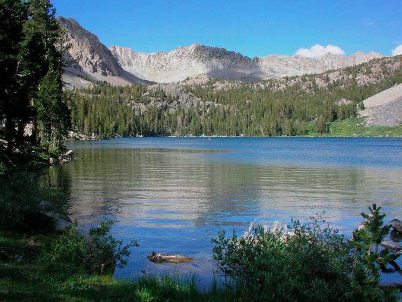 Mountain Lake with Forest — Blue, Serene, Afternoon, Photograph, Mountains, Trees, Green