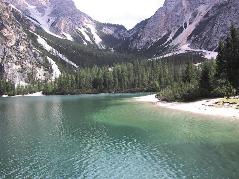 Mountain Lake with Forest — Green, Serene, Afternoon