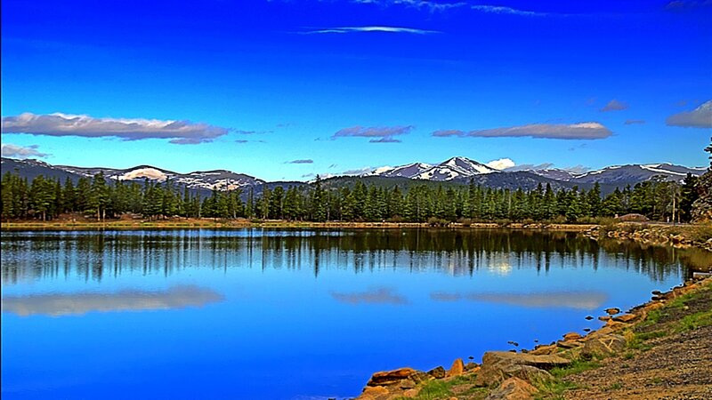 Mountain lake with forest reflection