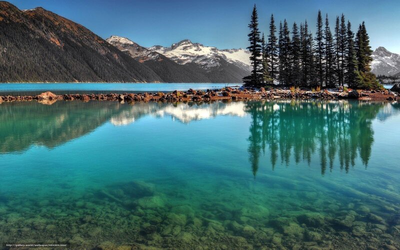 Mountain lake with forest reflection