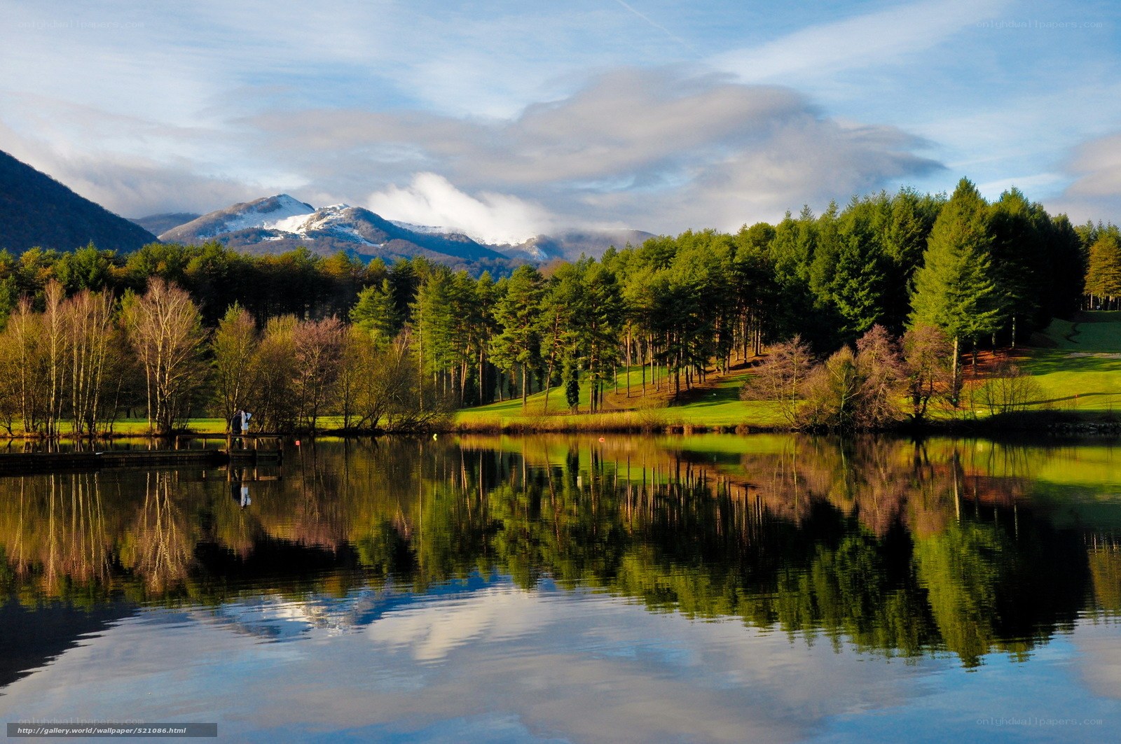 Mountain lake with forest reflection