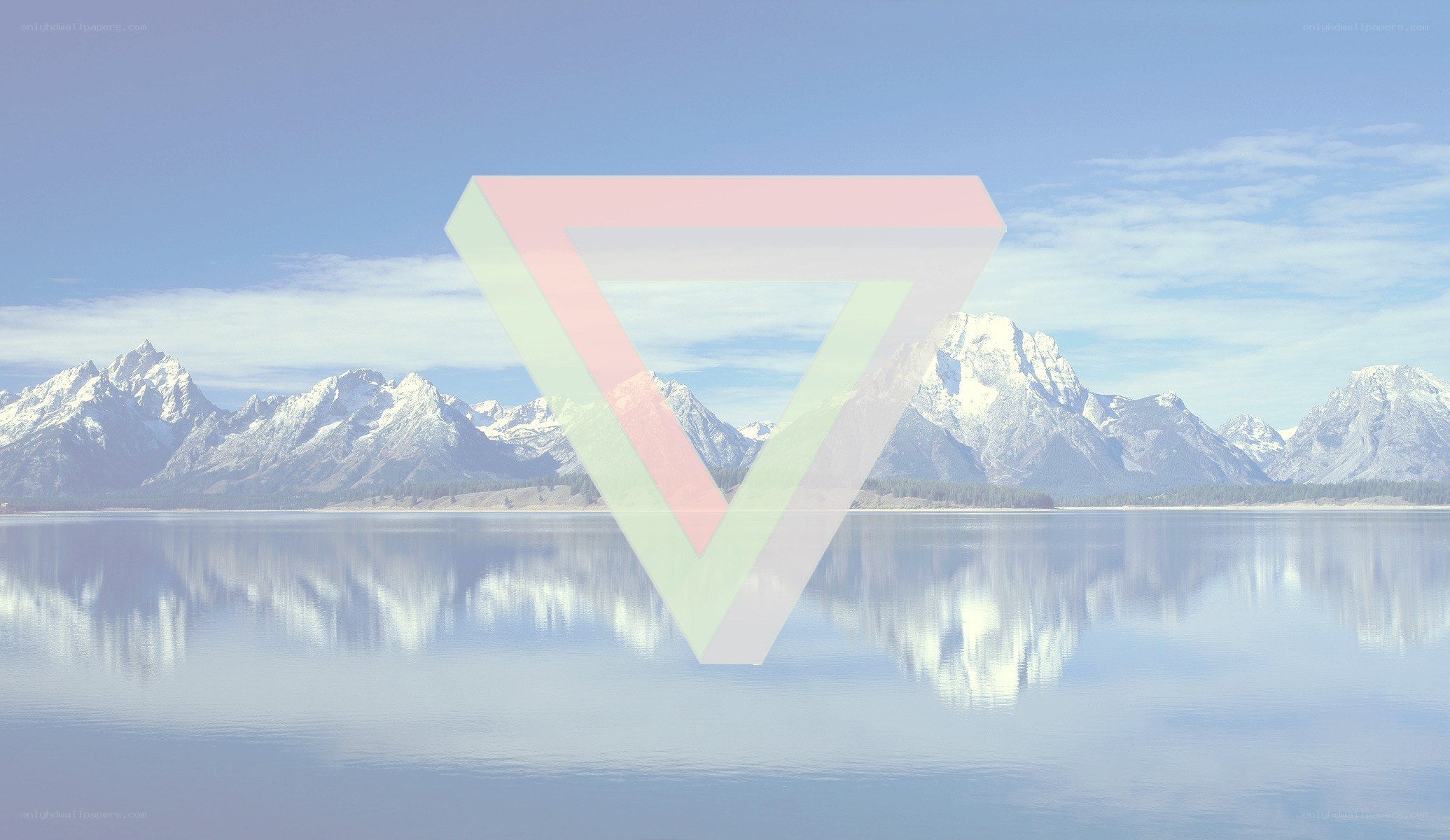 Mountain lake with geometric overlay
