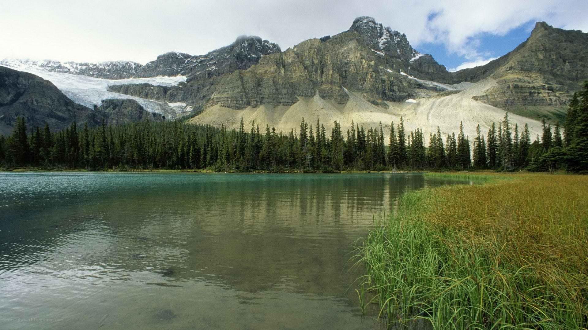 mountain lake with glacier
