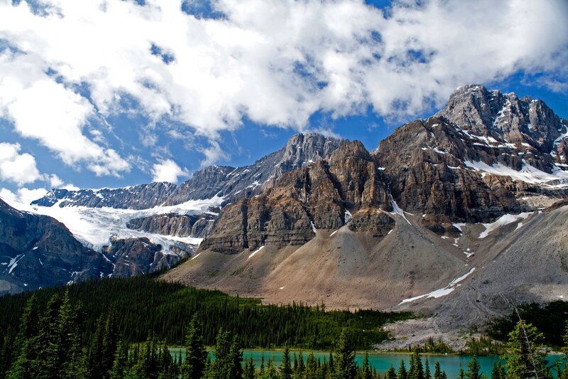 Mountain lake with glaciers