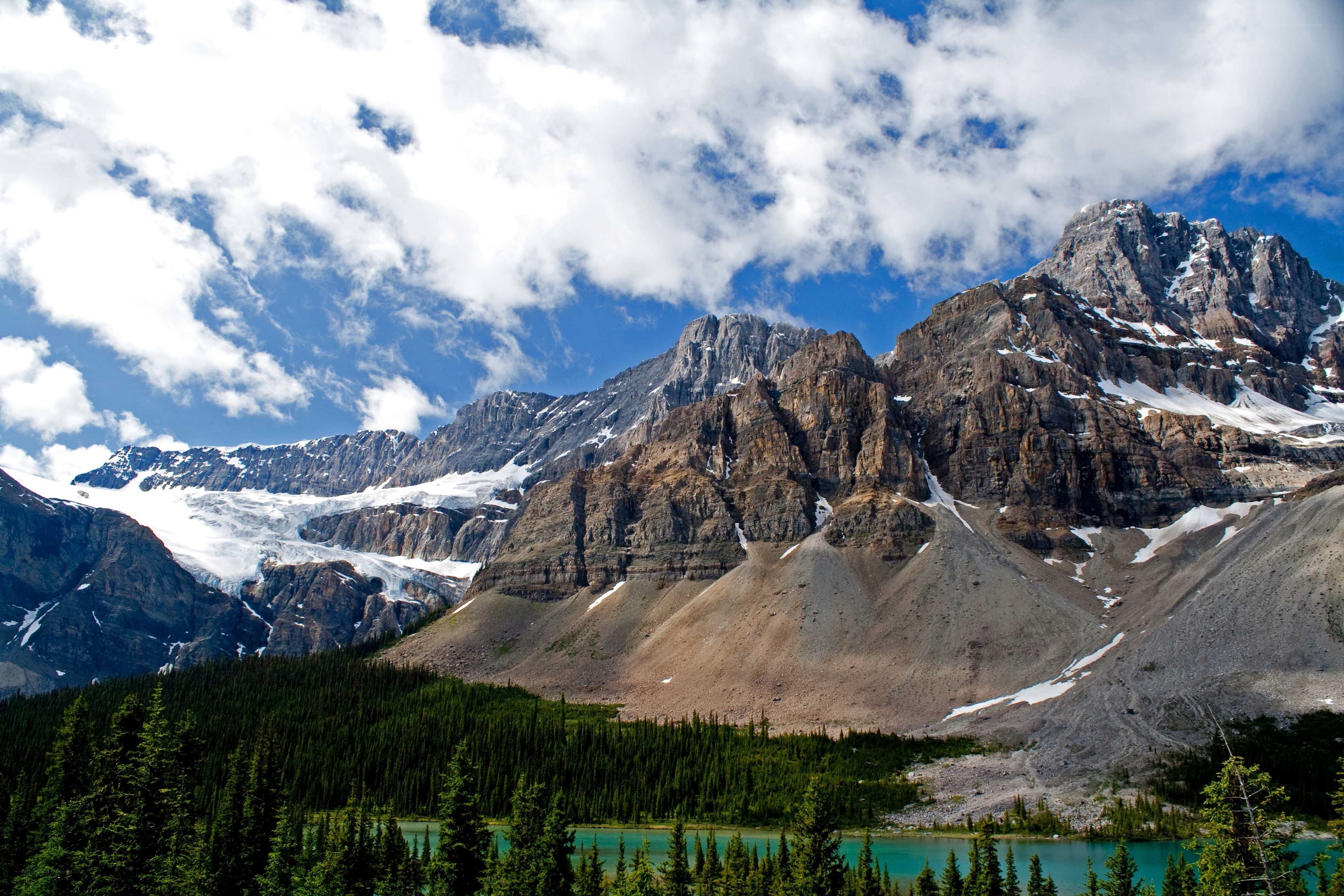 Mountain lake with glaciers