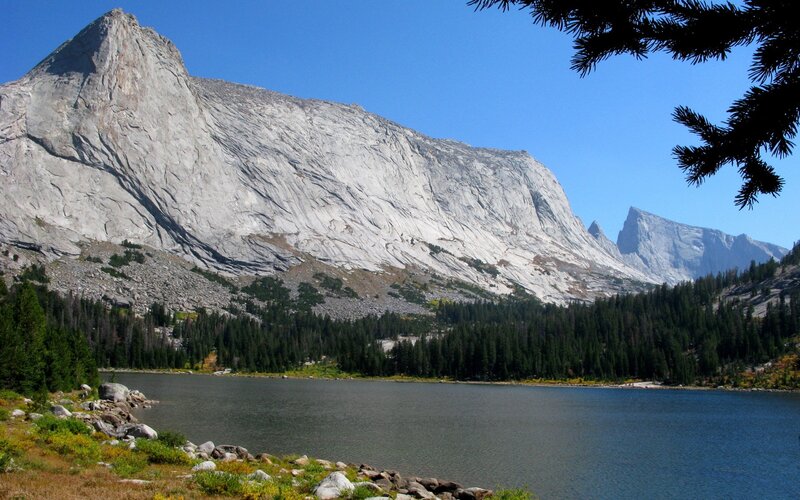 Mountain lake with granite peak