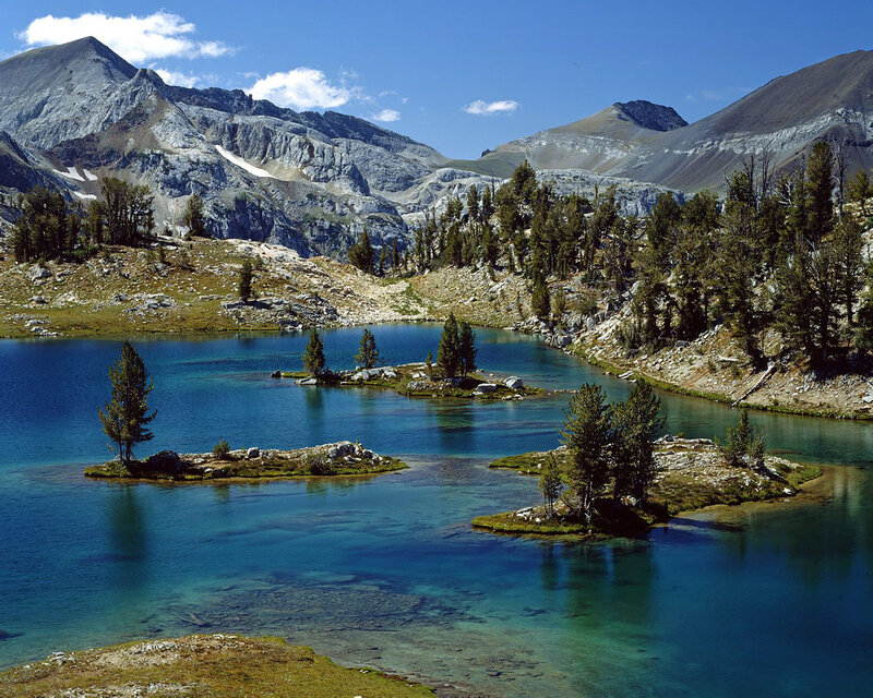 Mountain Lake with Islands — Blue, Serene