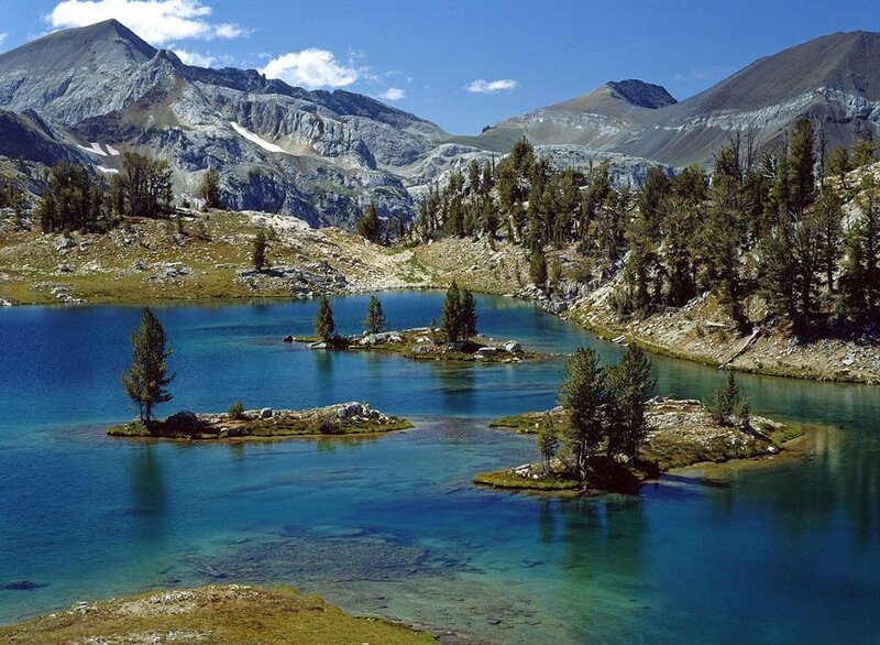 Mountain Lake with Islands — Blue