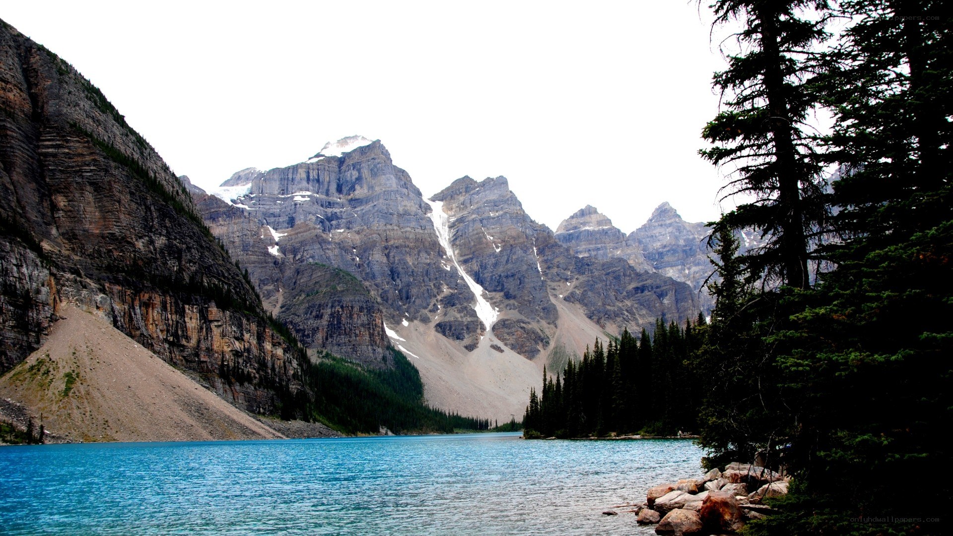 Mountain lake with peaks