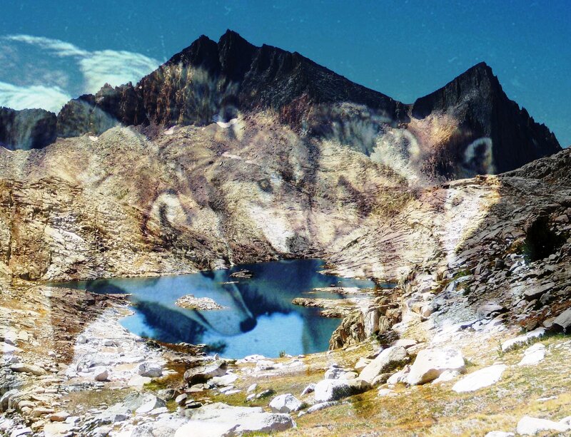 Mountain Lake with Peaks — Blue, Dramatic