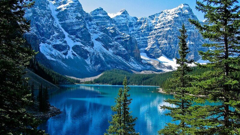 Mountain Lake with Peaks — Blue, Serene