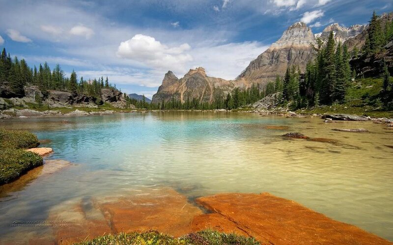 Mountain Lake with Peaks — Blue