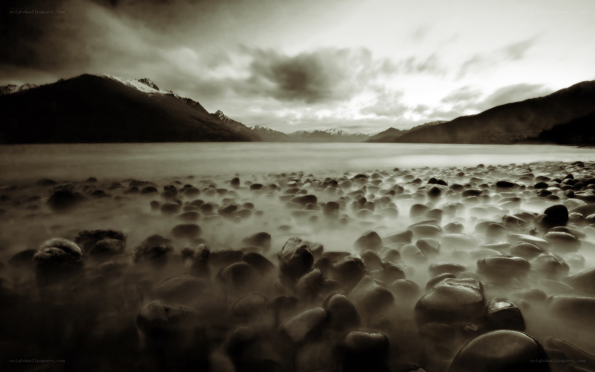 Mountain lake with pebbles