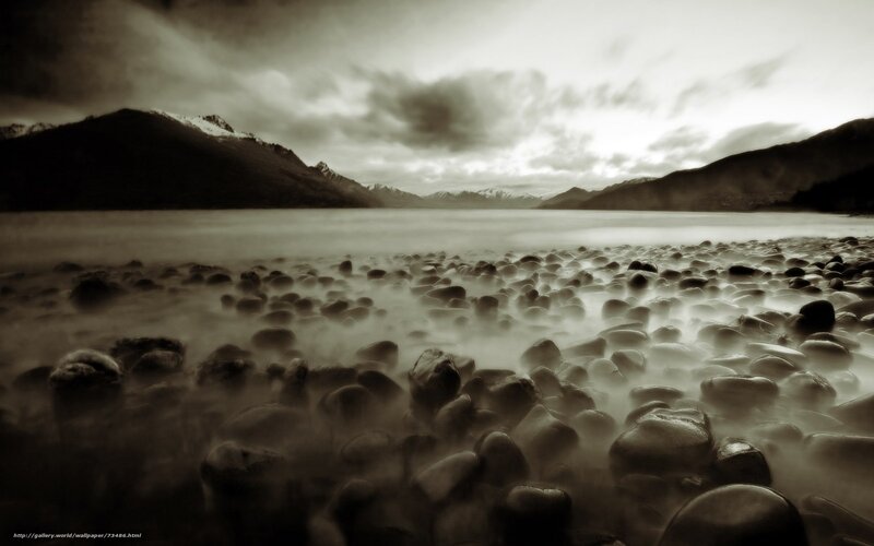 Mountain lake with pebbles