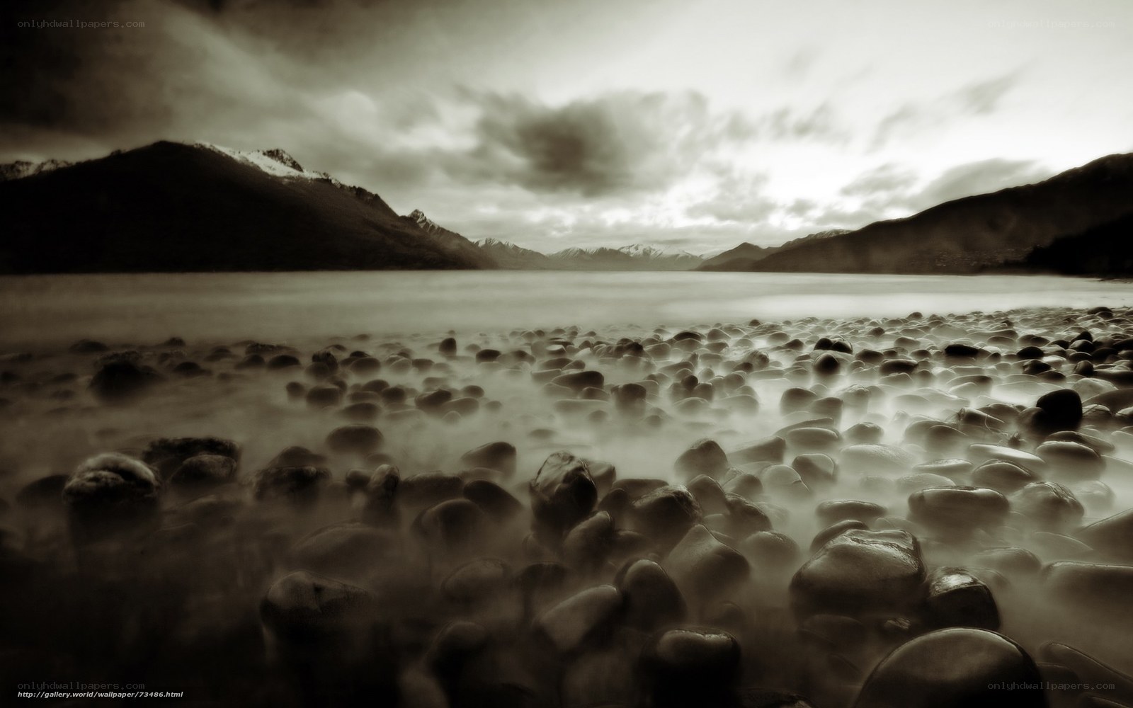 Mountain lake with pebbles