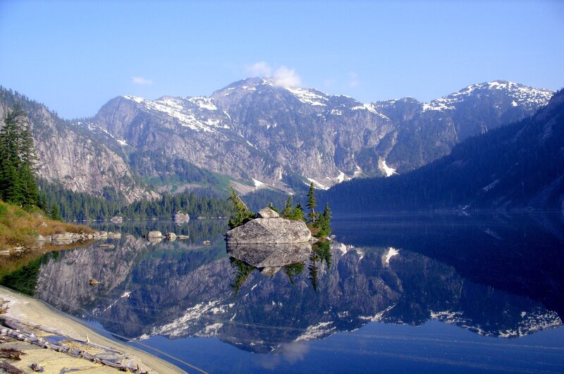 Mountain lake with perfect reflection