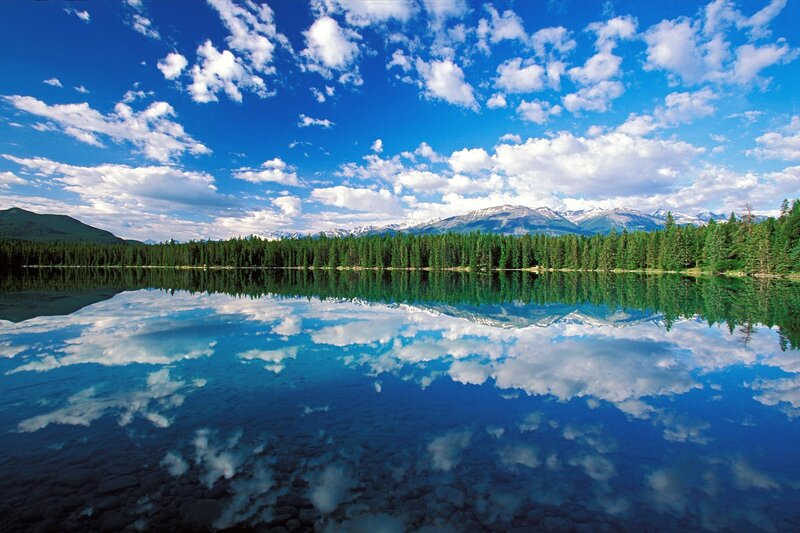 Mountain lake with perfect reflection