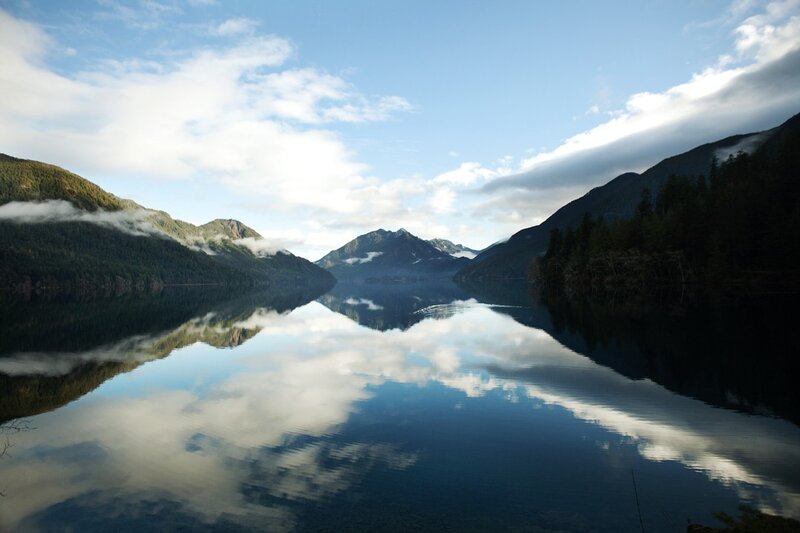 Mountain lake with perfect reflection
