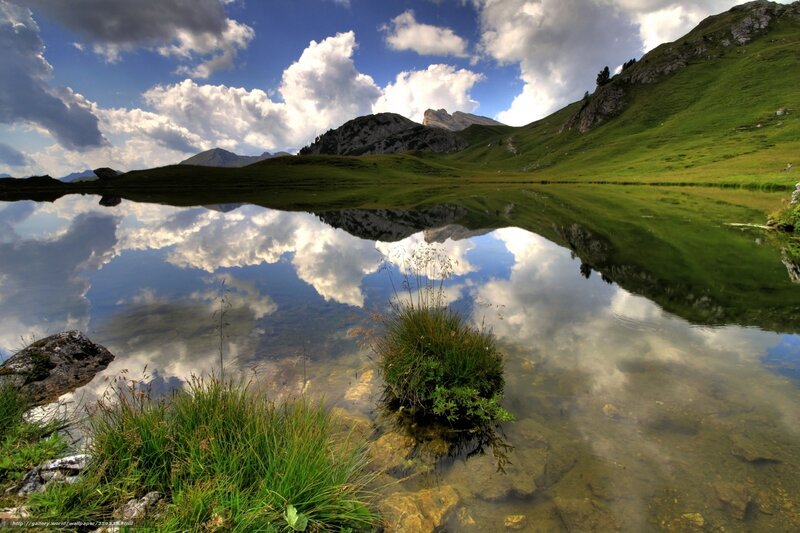 Mountain lake with perfect reflection