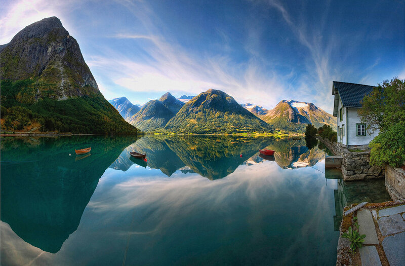 Mountain lake with reflection