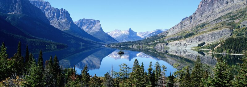 mountain lake with reflection