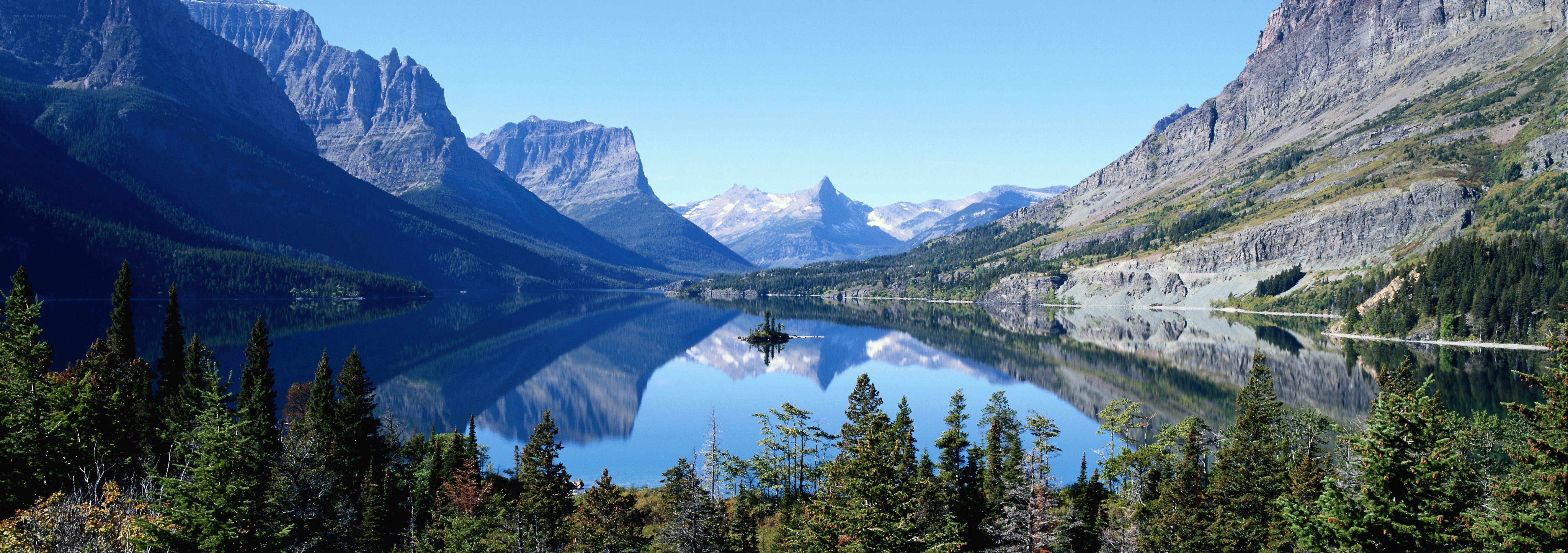 mountain lake with reflection