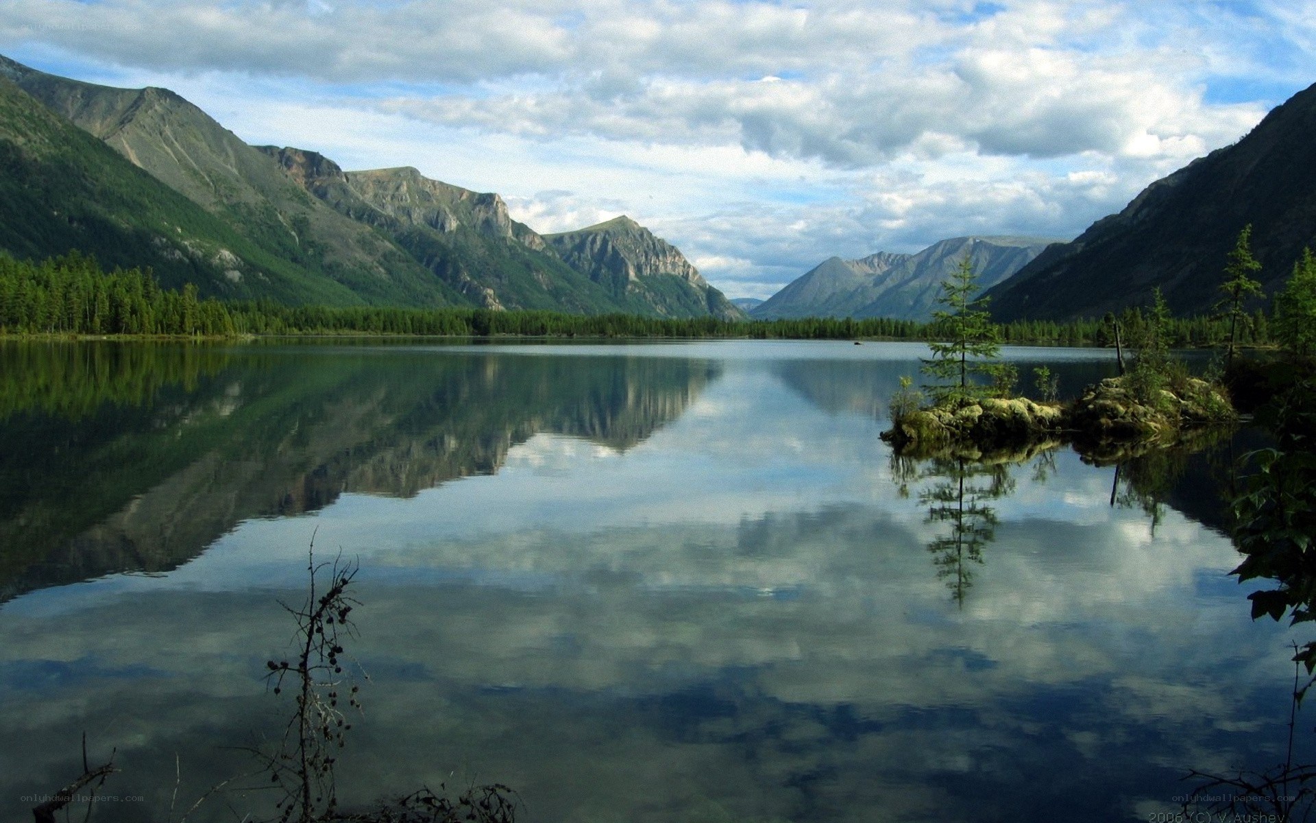 Mountain lake with reflection