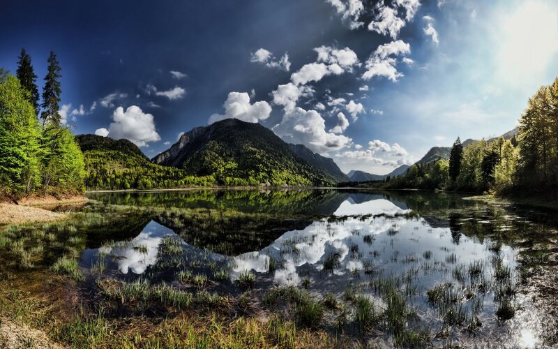 Mountain lake with reflection