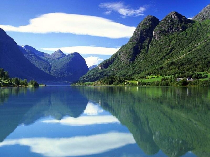 Mountain lake with reflection