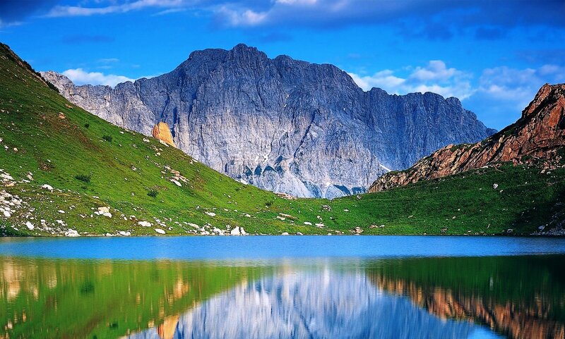 Mountain lake with reflection