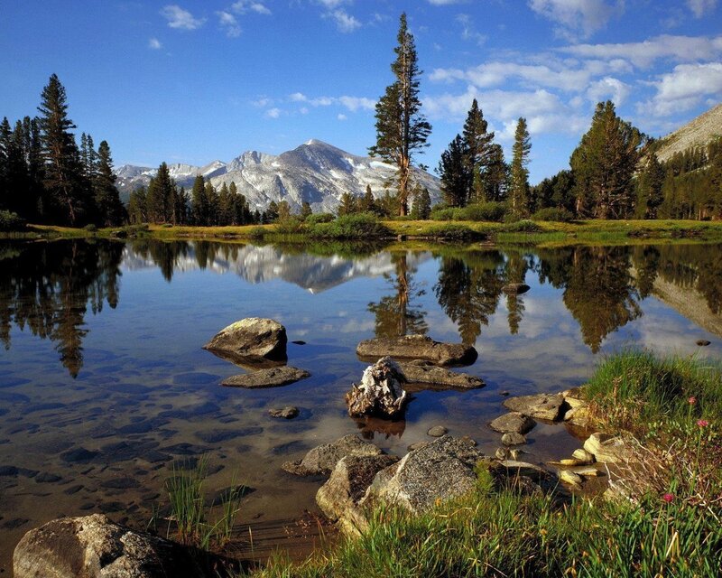 Mountain lake with reflection