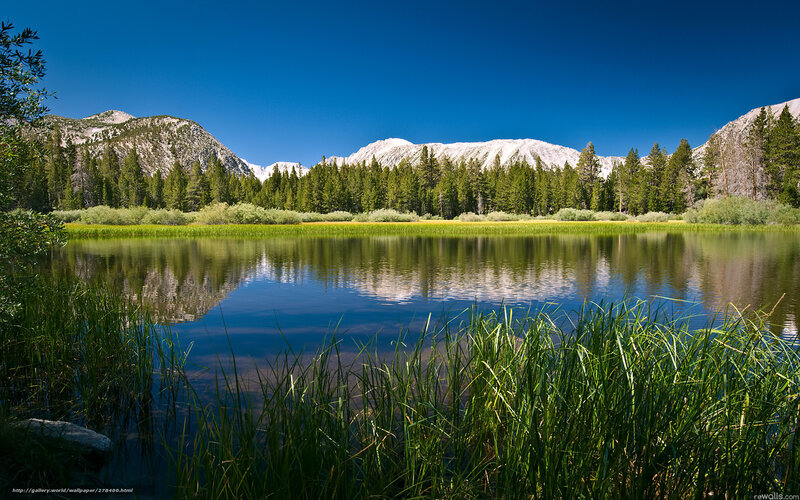 Mountain Lake with Reflection — Blue, Serene, Afternoon, Photograph