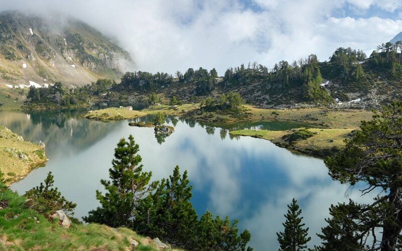 Mountain Lake with Reflection — Blue, Serene, Afternoon