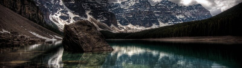 Mountain Lake with Rock — Blue