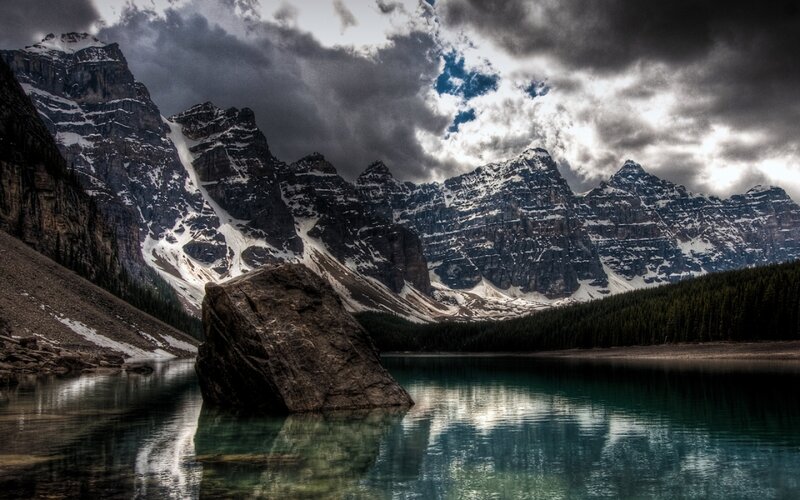 Mountain Lake with Rock
