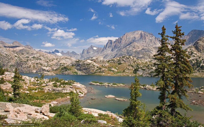 Mountain lake with rocky peaks