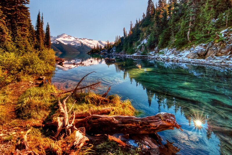 Mountain Lake with Snow — Blue, Serene