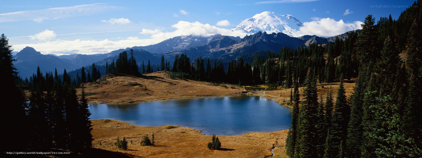 Mountain lake with snow-capped peak