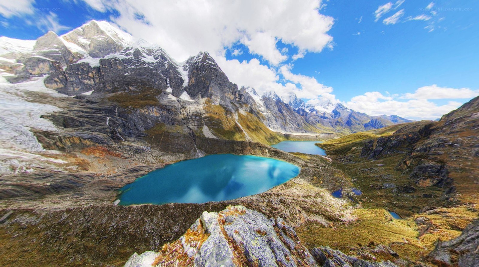Mountain lake with snow-capped peaks