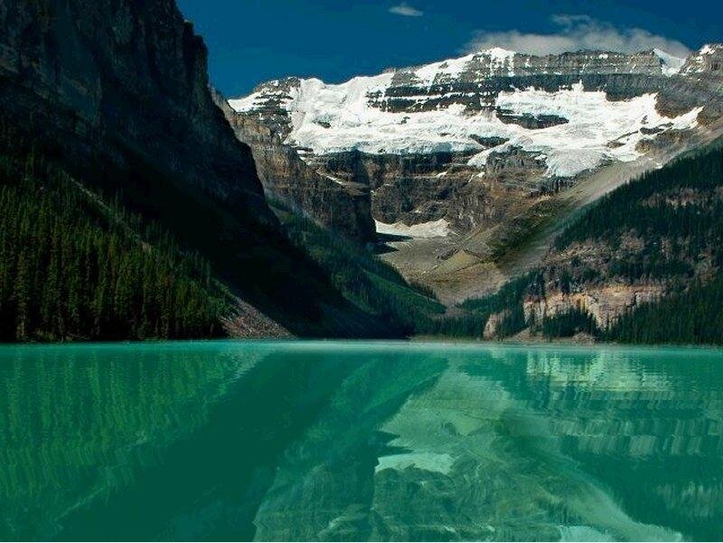 Mountain lake with snow-capped peaks