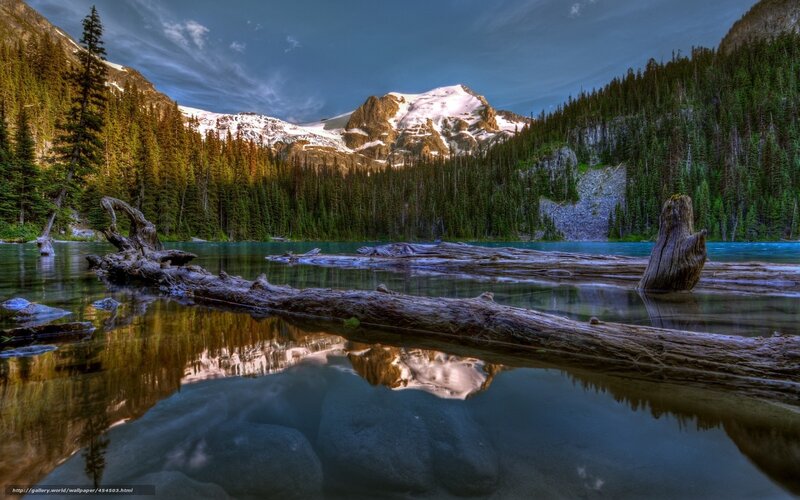 Mountain lake with snow-capped peaks