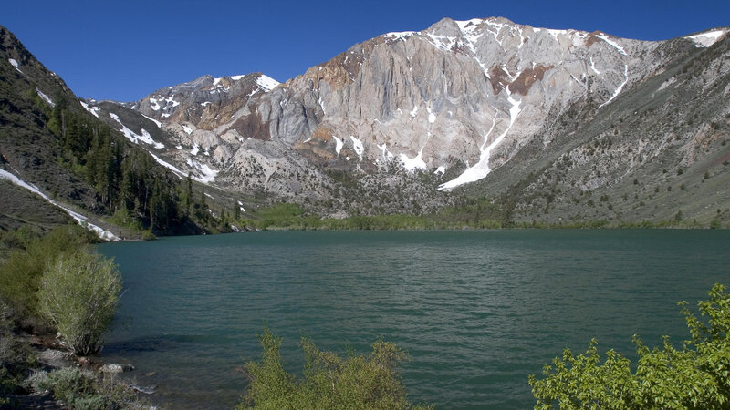 Mountain lake with snow-capped peaks