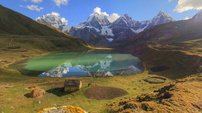 Mountain Lake with Snow-capped Peaks — Blue, Serene
