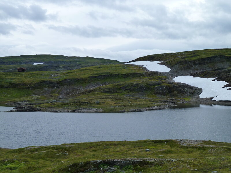 Mountain Lake with Snow — Green