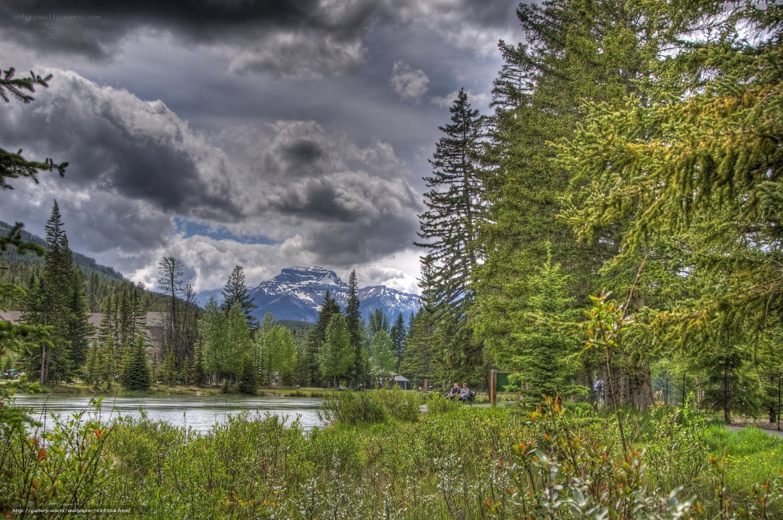 Mountain lake with stormy sky
