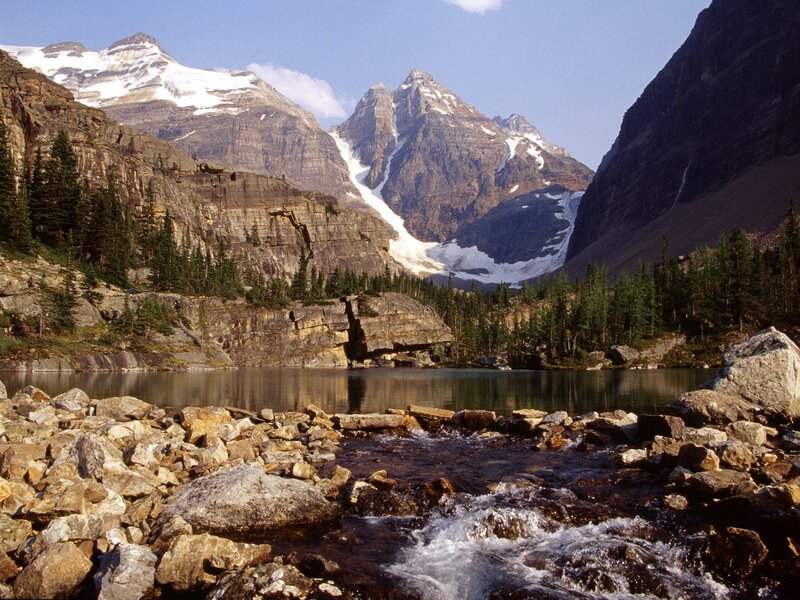 Mountain Lake with Stream — Blue