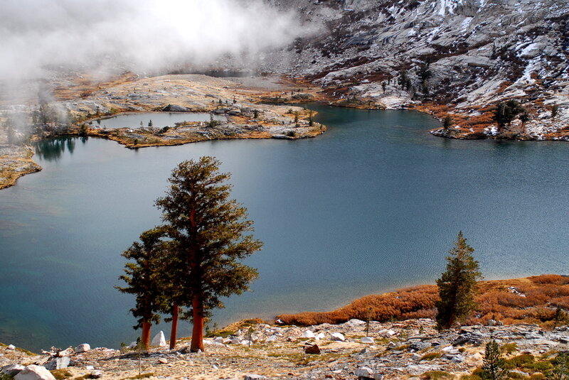 Mountain Lake with Trees — Blue, Serene
