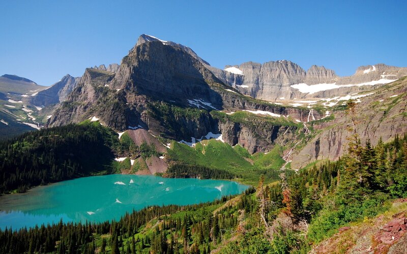 Mountain lake with turquoise water