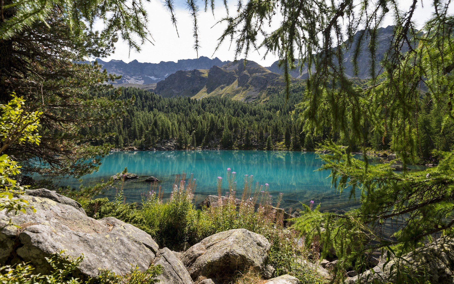 Mountain lake with turquoise water