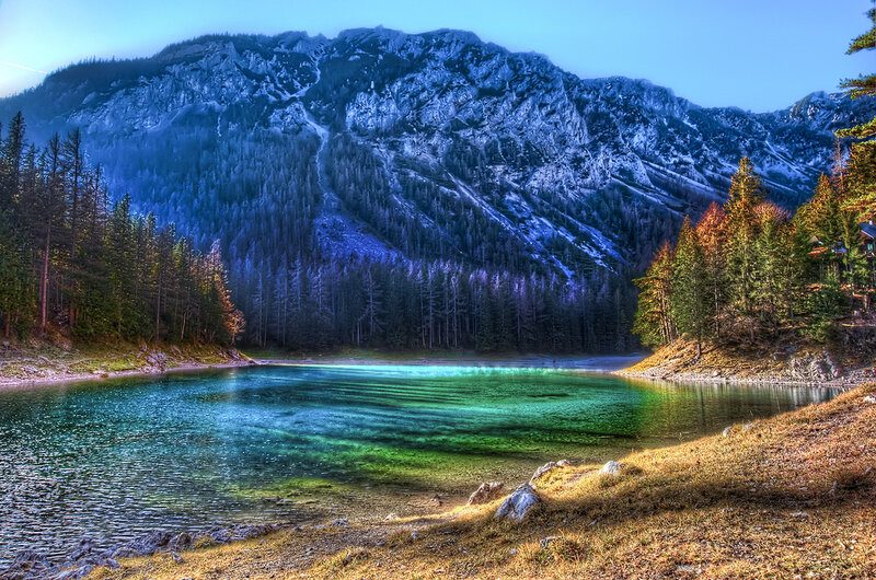 Mountain lake with turquoise water